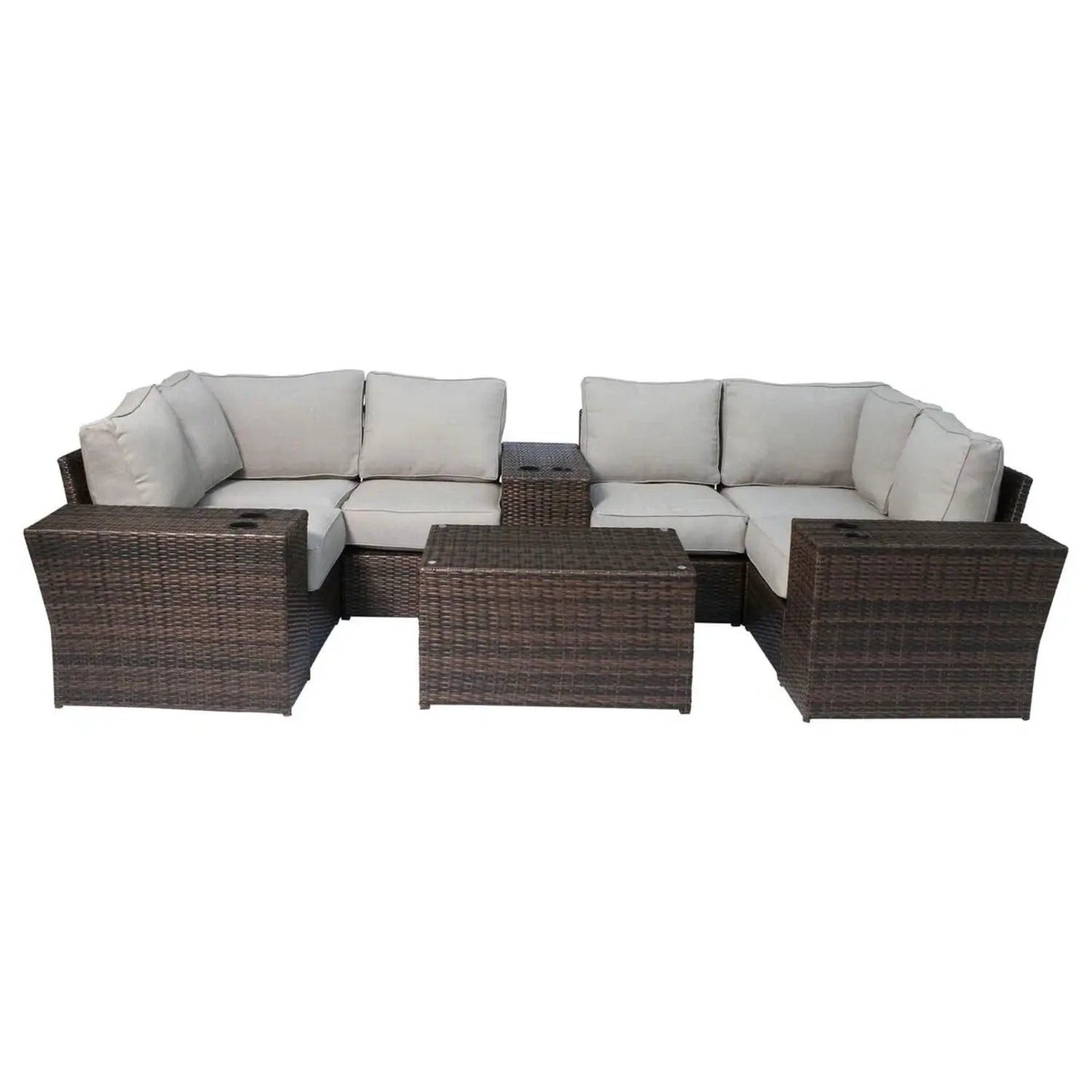 Outdoor Wicker Sectional with Weather Cushions