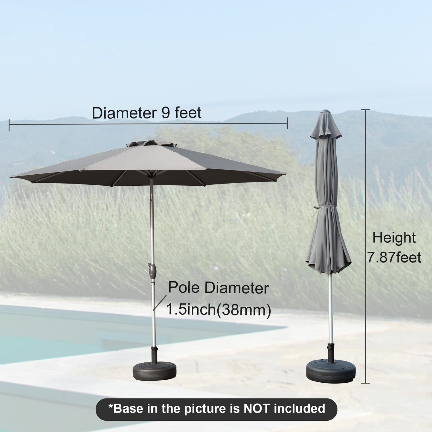 9 Foot Patio Umbrella With Crank And Tilt Option