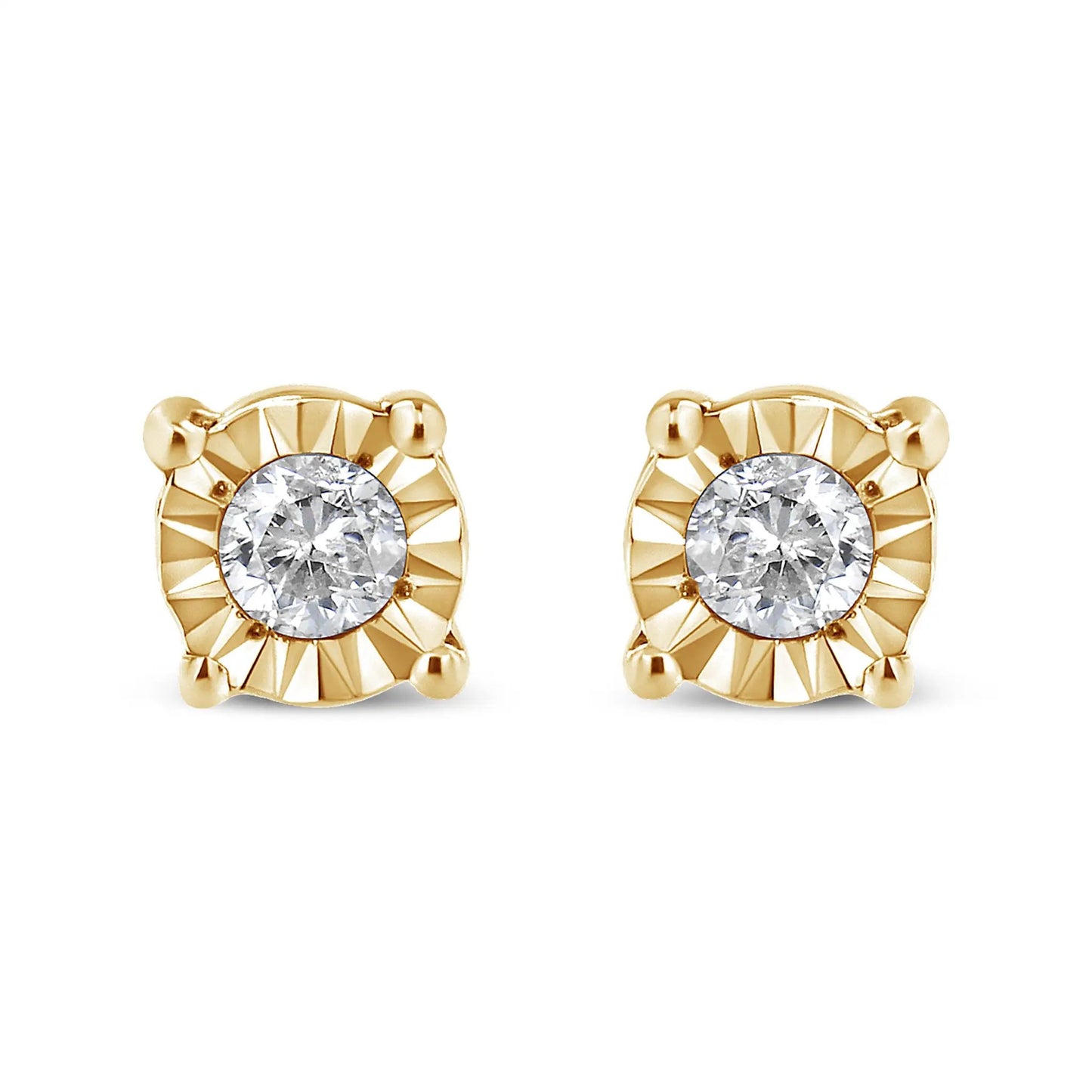 Pair of gold-plated flower-stud earrings with round diamond center 1/10 ct Bids.com on Tampa Home & Garden Store