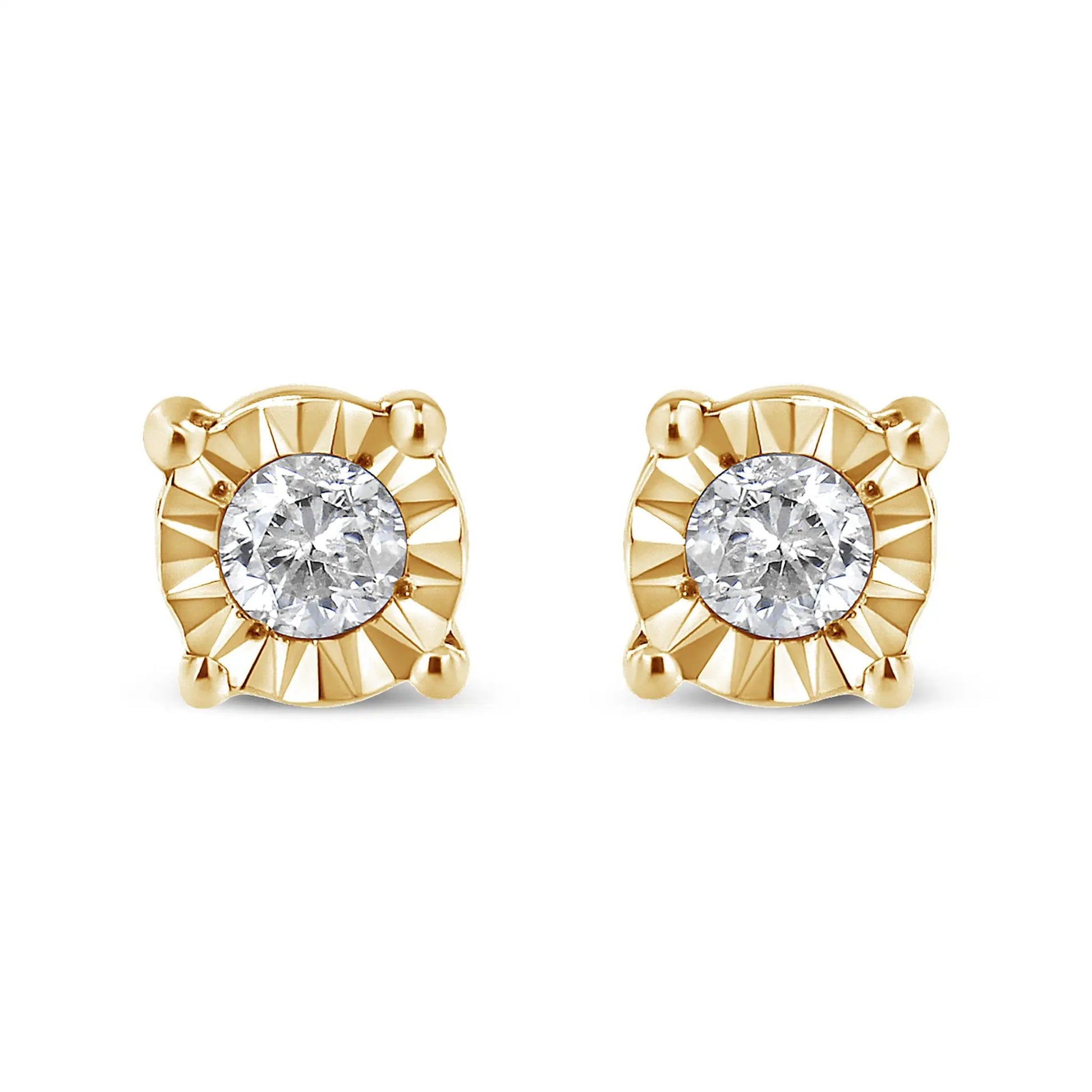 Pair of gold-plated flower-stud earrings with round diamond center 1/10 ct Bids.com on Tampa Home & Garden Store