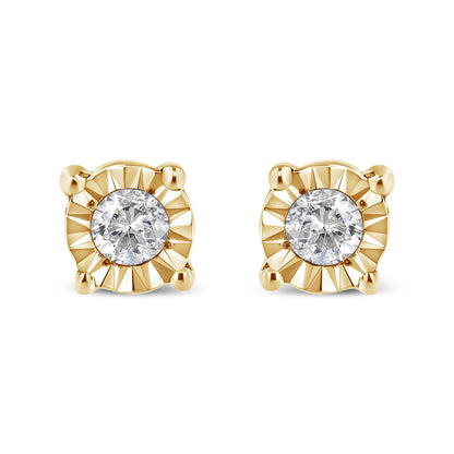Pair of gold-plated flower-stud earrings with round diamond center 1/10 ct Bids.com on Tampa Home & Garden Store