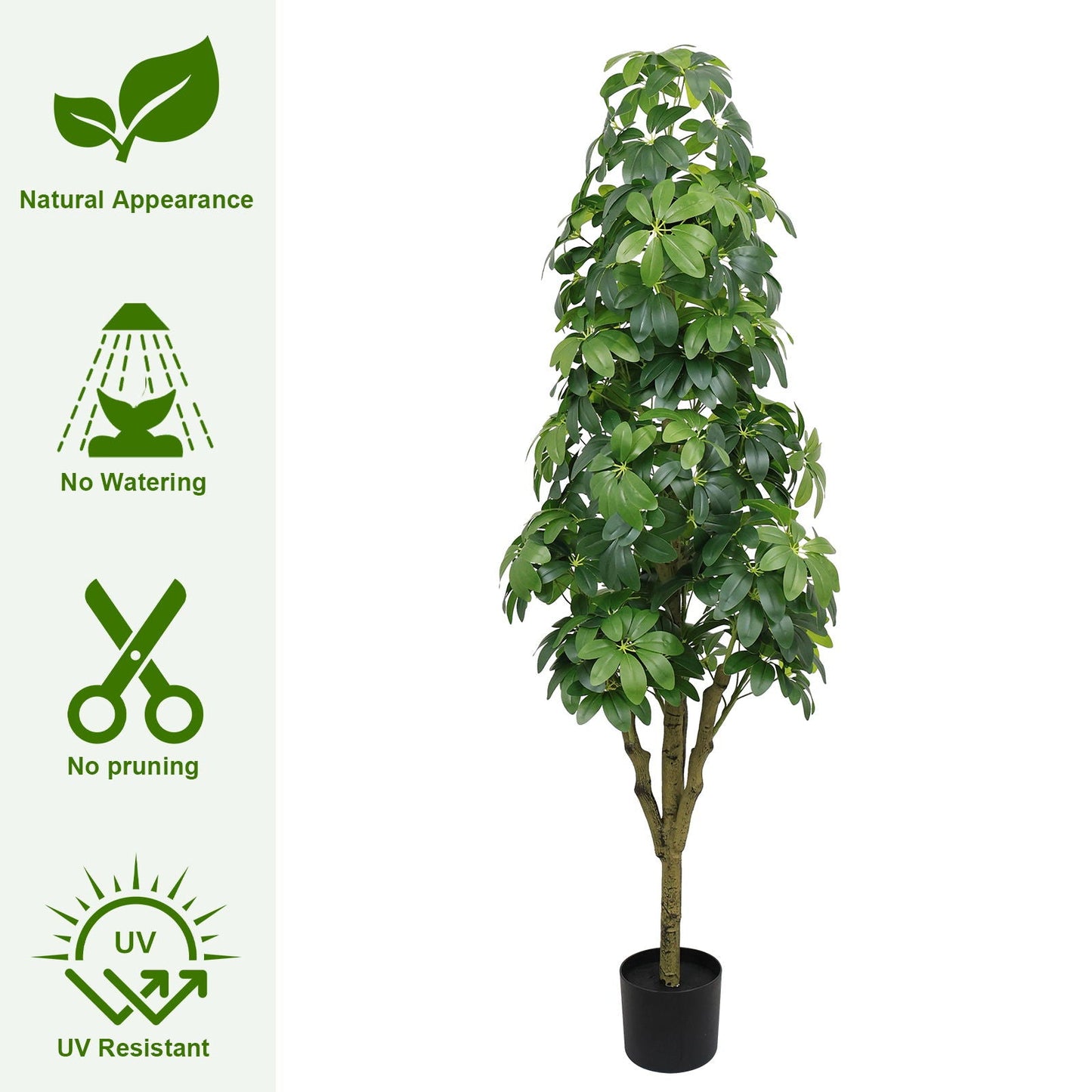 Indoor Faux Tree With Green Leaves And Large Size