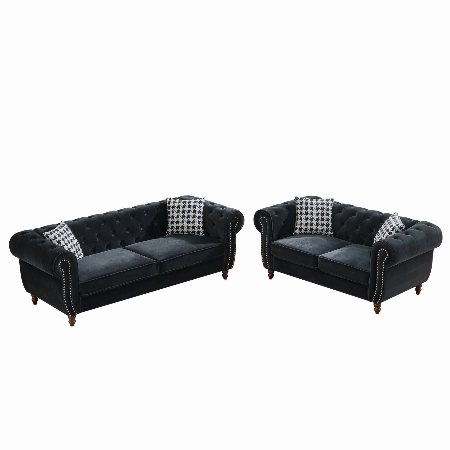 Chesterfield 3 and 2 Seater Fabric Sofa Set