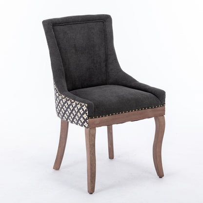 Ultra Side Dining Chair Set charcoal fabric with solid wood legs and nailhead trim on Tampa Home & Garden Store