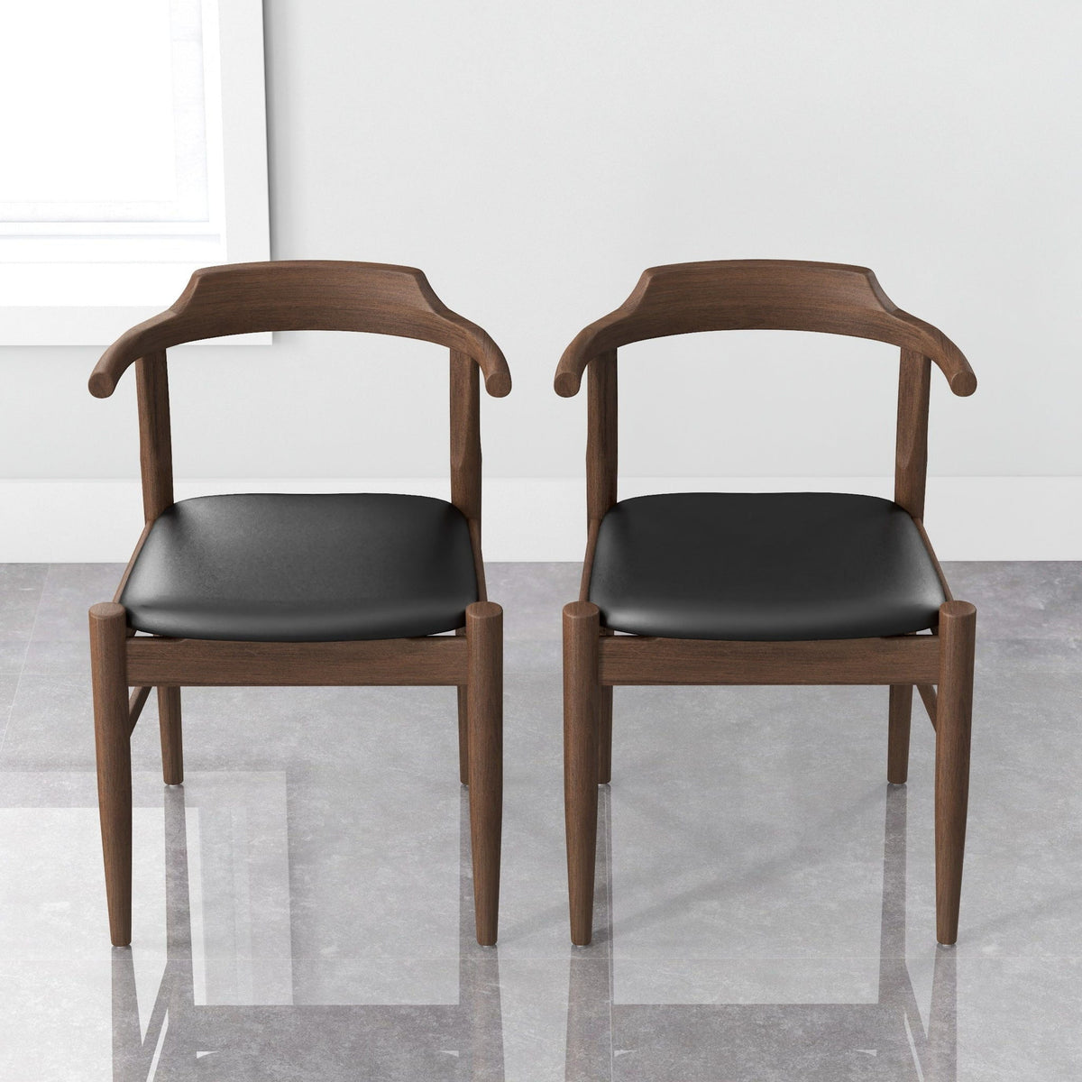 Mid-Century Modern dining chair set of 2 with solid wood frame and black seats HouseOfZazla on Tampa Home & Garden Store
