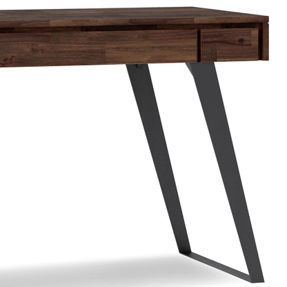 Handcrafted Acacia Desk and Drawer Storage with dark finish and metal legs by HouseOfZazla on Tampa Home & Garden Store