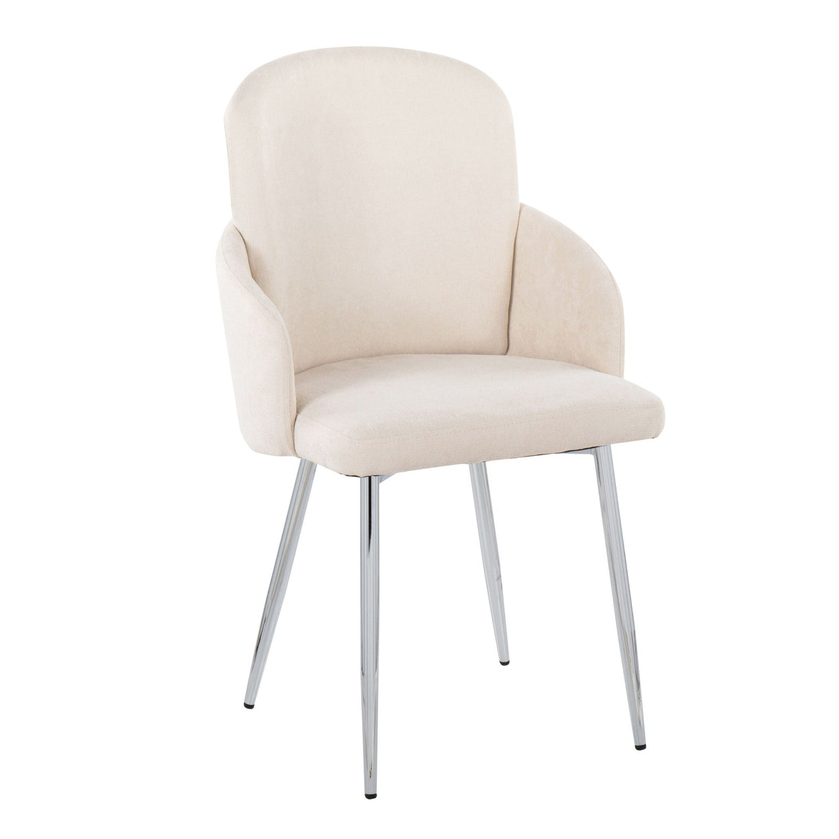 Contemporary dining chair set of 2 beige upholstered seats with chrome legs on Tampa Home & Garden Store