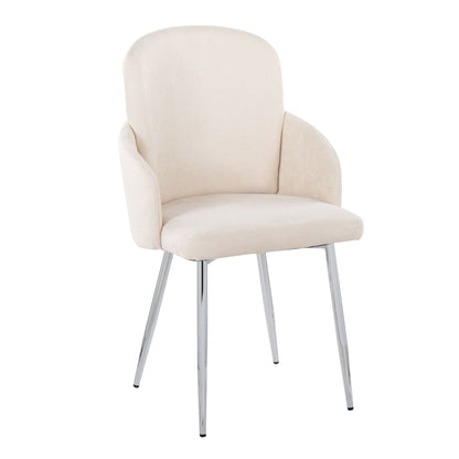 Contemporary dining chair set of 2 beige upholstered seats with chrome legs on Tampa Home & Garden Store