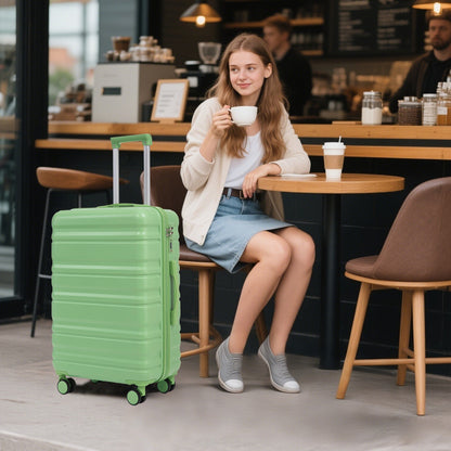 HIFINE Tourist 3-Piece Spinner Wheel Luggage Set in Green with four-wheeled hard-shell cases on Tampa Home & Garden Store