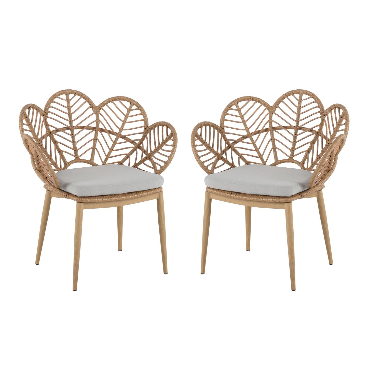 Kirk Outdoor Wicker Papasan Chairs Set of 2; peacock shape, gray cushions, by HouseOfZazla on Tampa Home & Garden Store