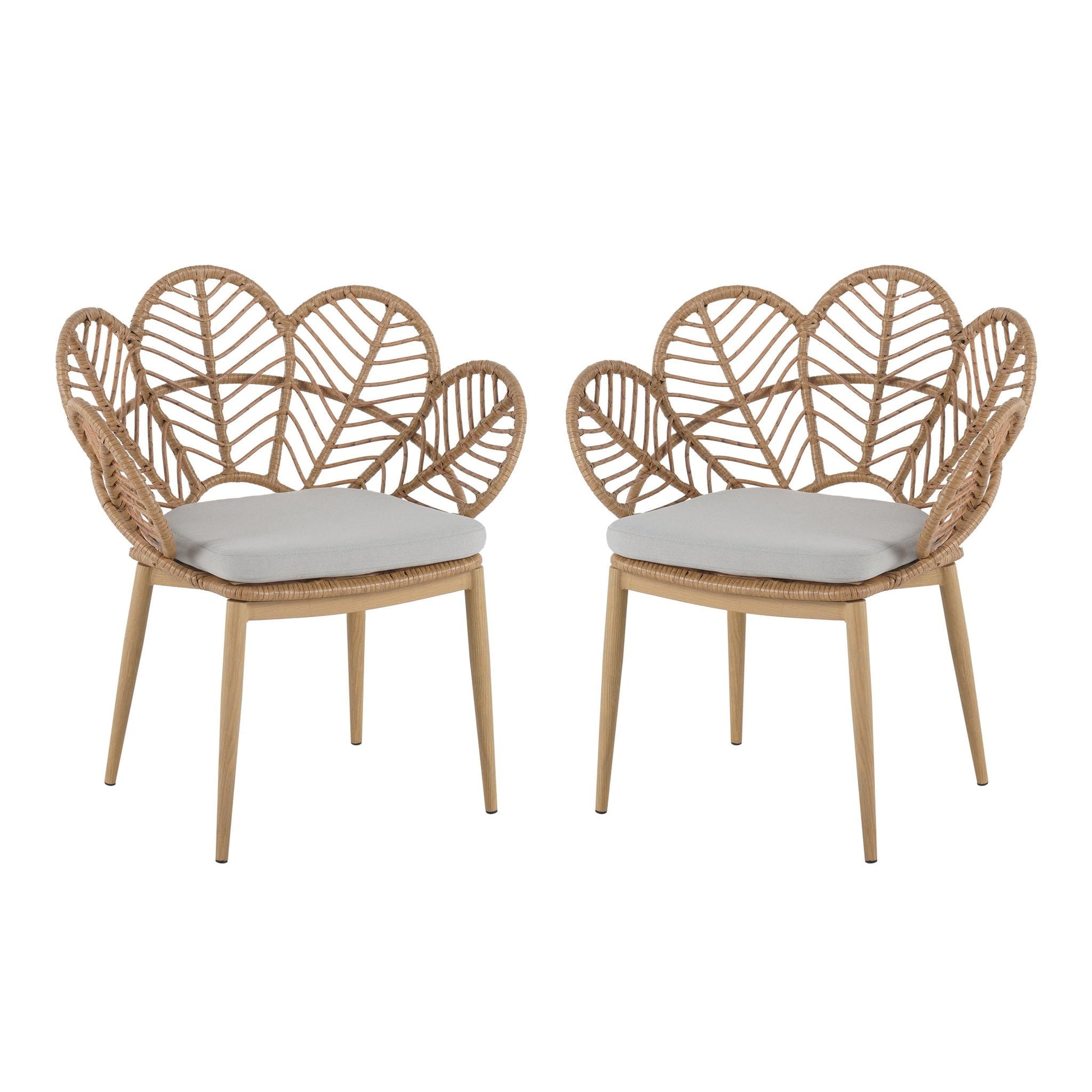 Kirk Outdoor Wicker Papasan Chairs Set of 2; peacock shape, gray cushions, by HouseOfZazla on Tampa Home & Garden Store