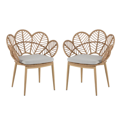 Kirk Outdoor Wicker Papasan Chairs Set of 2; peacock shape, gray cushions, by HouseOfZazla on Tampa Home & Garden Store