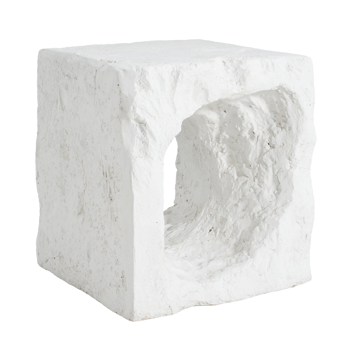 Lyra Outdoor Patio Karst Cave Inspired MGO Side Table White with rough stone texture on Tampa Home & Garden Store