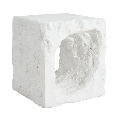 Lyra Outdoor Patio Karst Cave Inspired MGO Side Table White with rough stone texture on Tampa Home & Garden Store