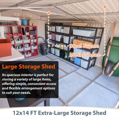 Secure 12X14 Ft Metal Shed For Home And Garden