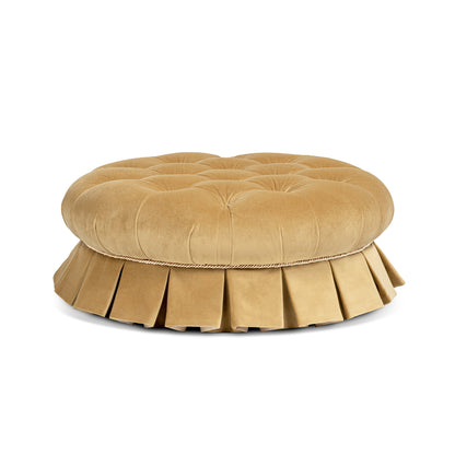 Roquefort 24.5 round tufted velvet pet bed with box-pleated skirt camel velvet on Tampa Home & Garden Store