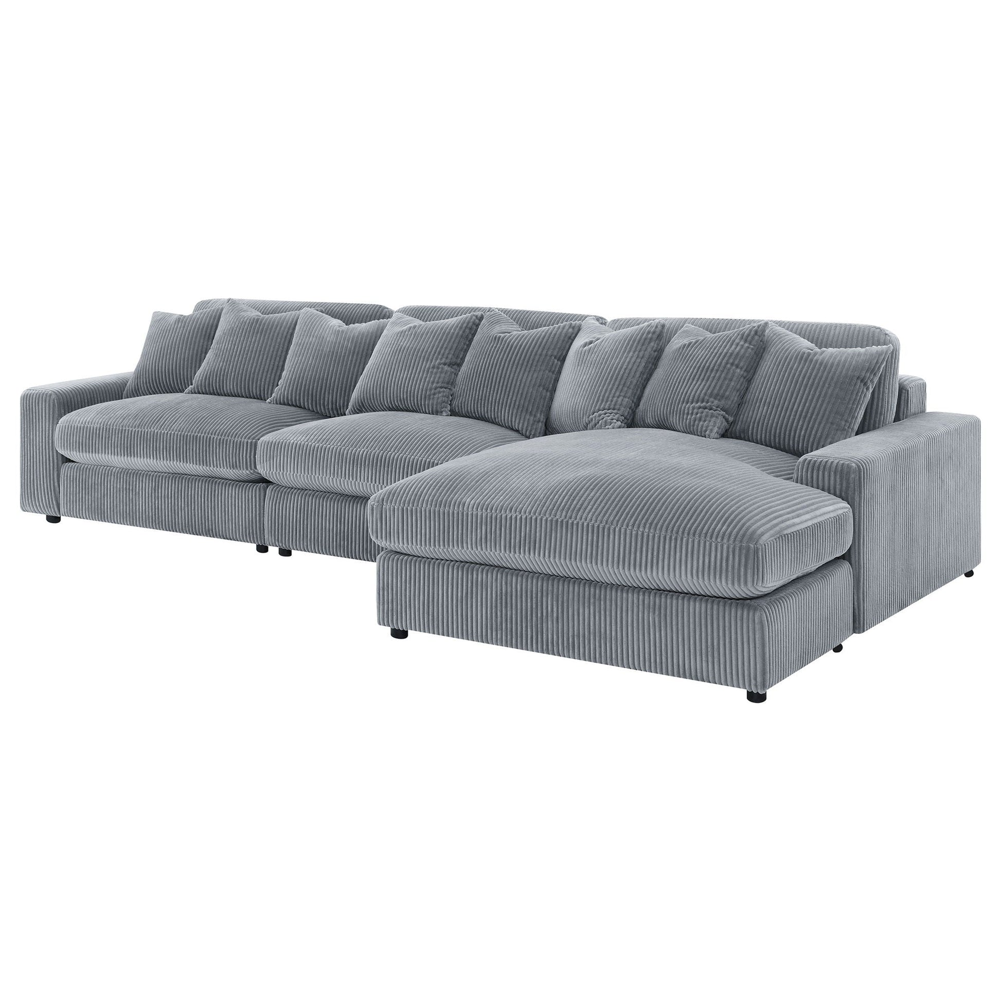 Cassidy sectional sofa with reversible cushions in grey corduroy, HouseOfZazla on Tampa Home & Garden Store