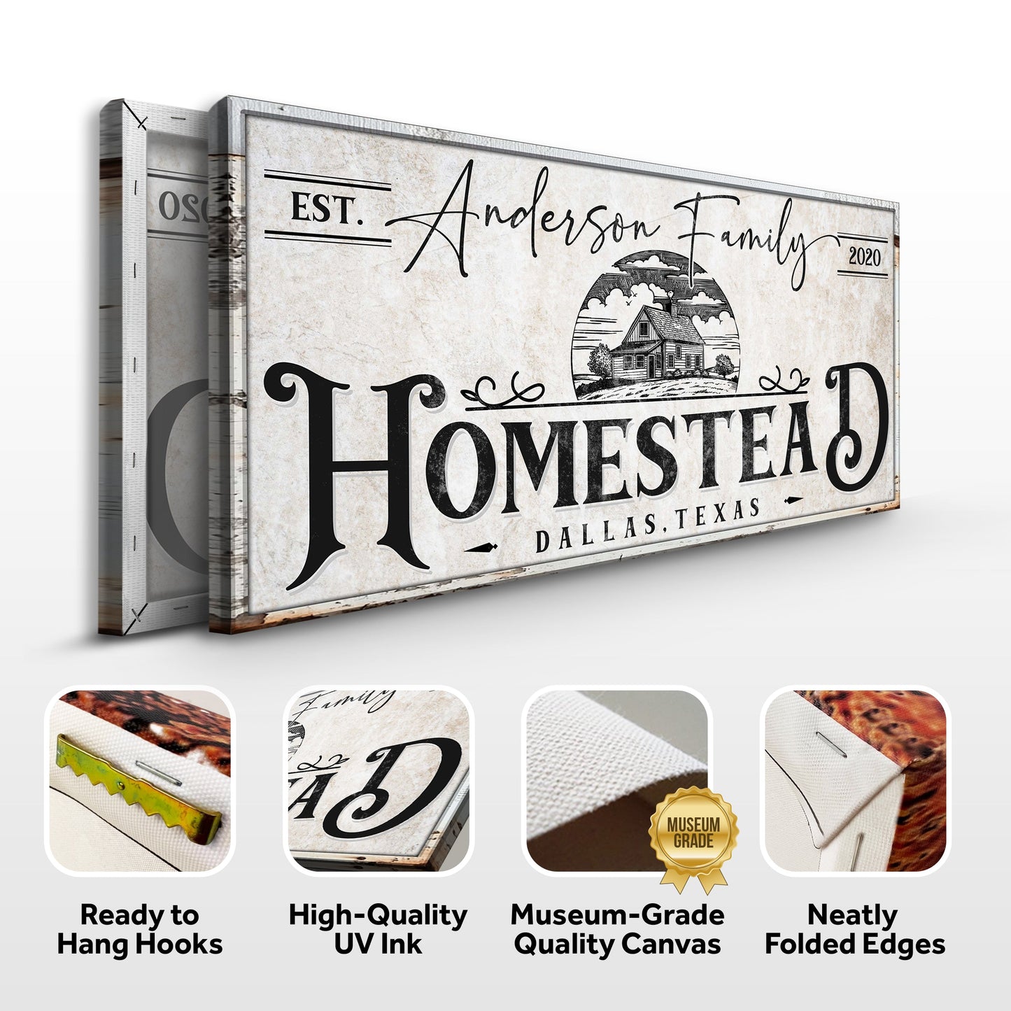 Homestead Sign XII canvas by Tailored Canvases, rustic vintage farmhouse crafting canvas on Tampa Home & Garden Store