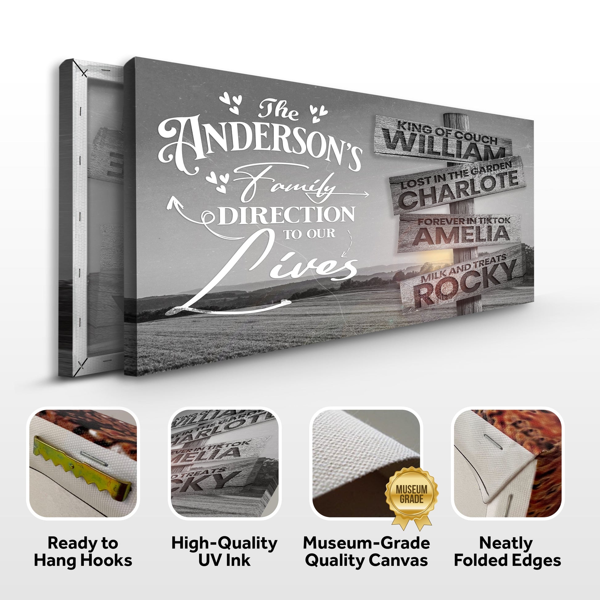 Tailored Canvases Direction Of Our Lives Family Farm Names Sign III canvas wall art on Tampa Home & Garden Store