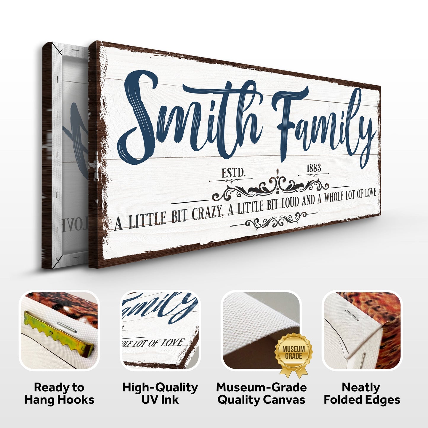Canvas Family Sign VI A Little Bit Of Crazy, Loud, And A Whole Lot Of Love on Tampa Home & Garden Store