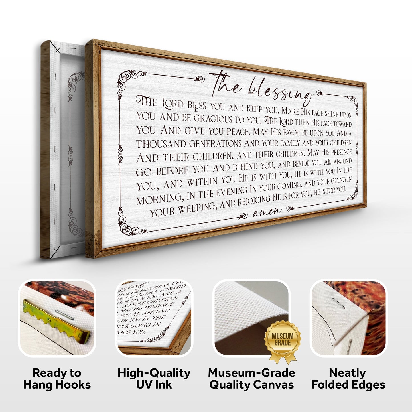 The Blessing Faith Sign canvas by Tailored Canvases, wood-framed wall art with scripture on Tampa Home & Garden Store