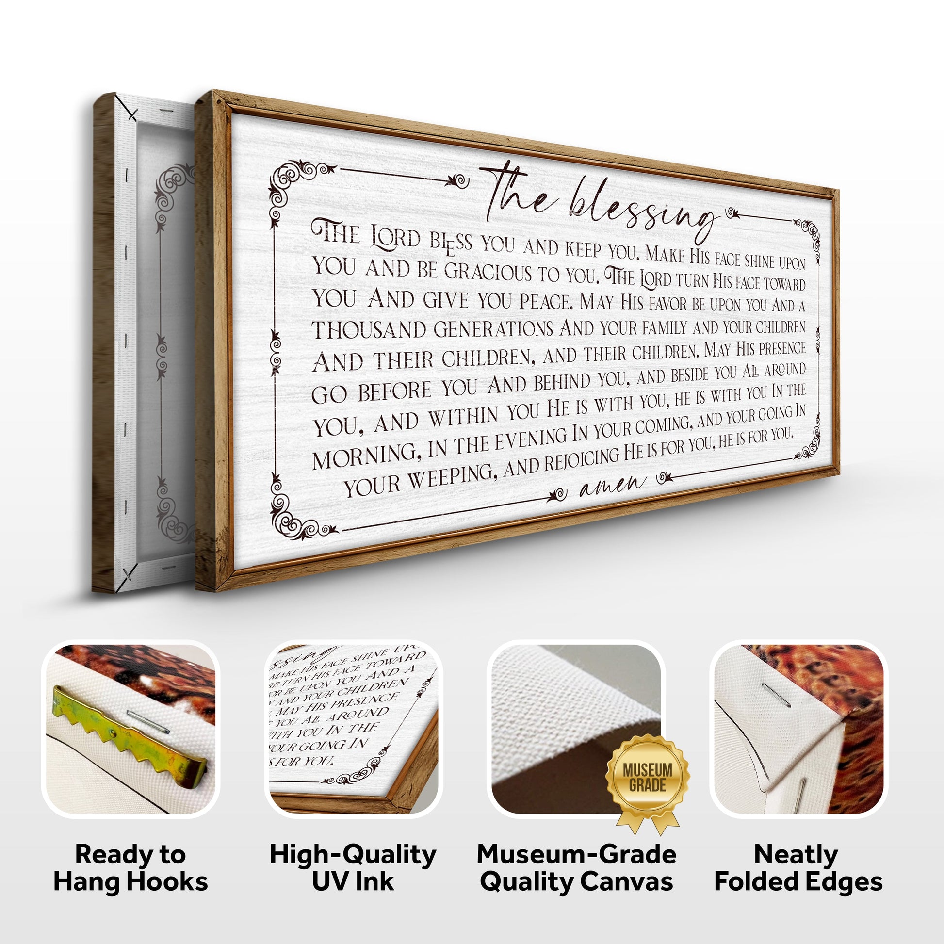 The Blessing Faith Sign canvas by Tailored Canvases, wood-framed wall art with scripture on Tampa Home & Garden Store