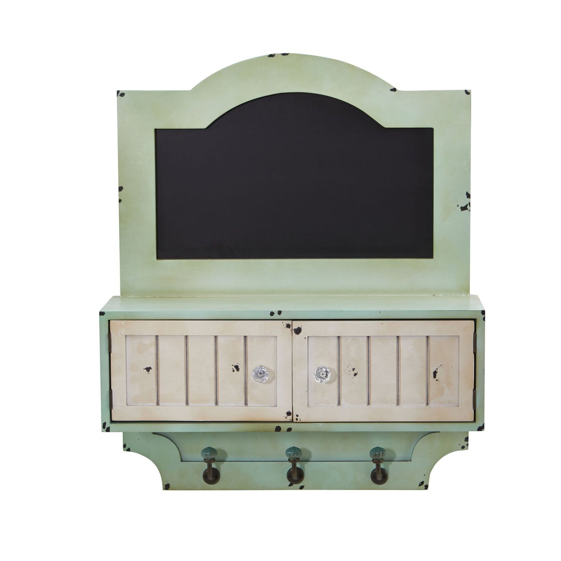 21.5” Vintage Chalkboard Wall Organizer With Doors and Hooks - Tampa Home & Garden Store
