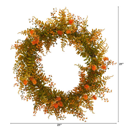 21” Autumn Fern Artificial Wreath - Tampa Home & Garden Store