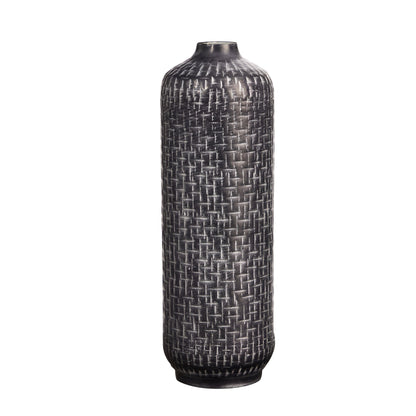 21” Embossed Metal Cylinder Vase - Tampa Home & Garden Store