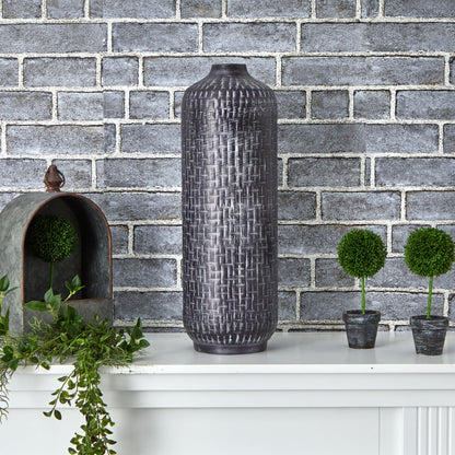 21” Embossed Metal Cylinder Vase - Tampa Home & Garden Store
