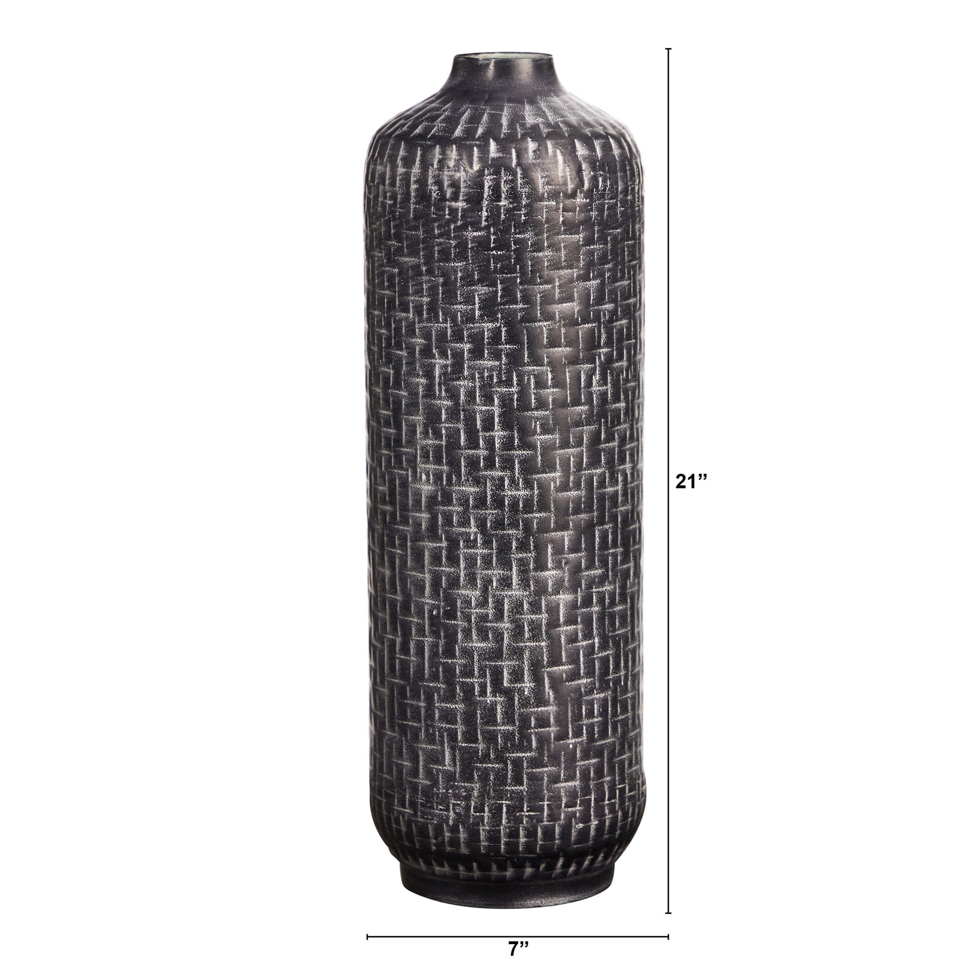 21” Embossed Metal Cylinder Vase - Tampa Home & Garden Store