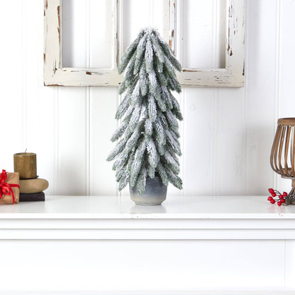 21” Flocked Artificial Christmas Tree in Decorative Planter - Tampa Home & Garden Store