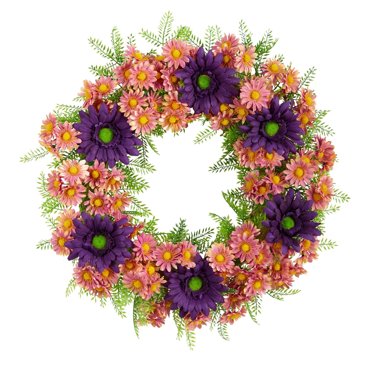 21” Mixed Daisy Artificial Wreath - Tampa Home & Garden Store