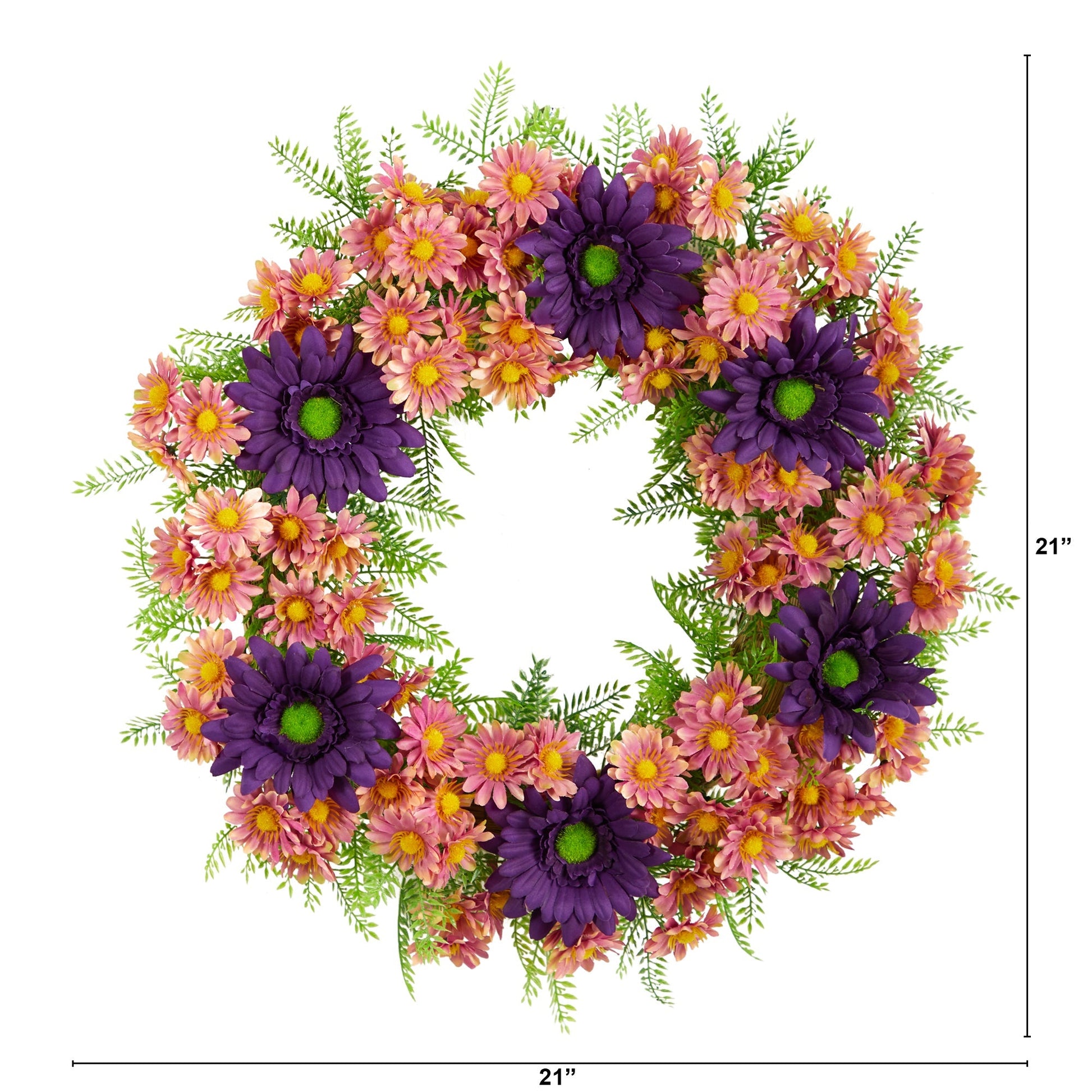 21” Mixed Daisy Artificial Wreath - Tampa Home & Garden Store
