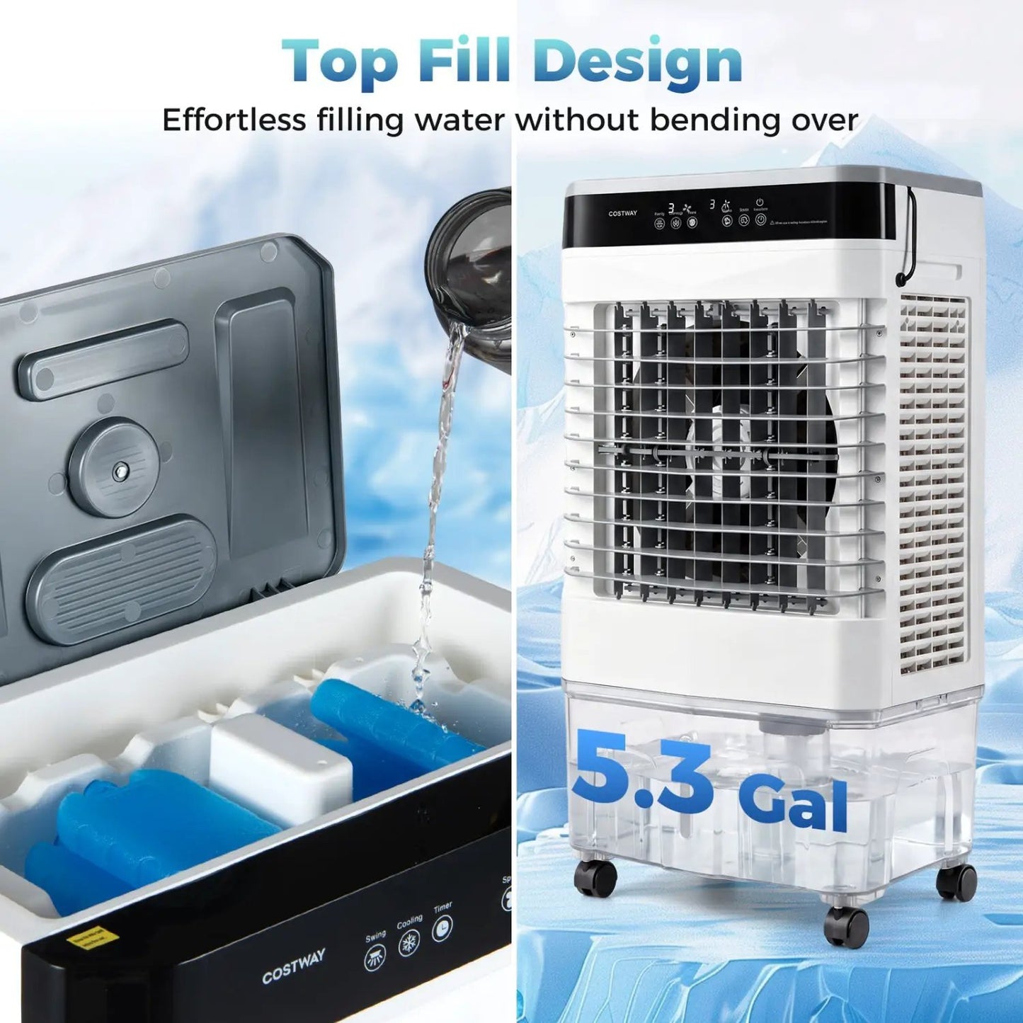 Evaporative Air Cooler 2100 CFM With 5.3 Gal Tank