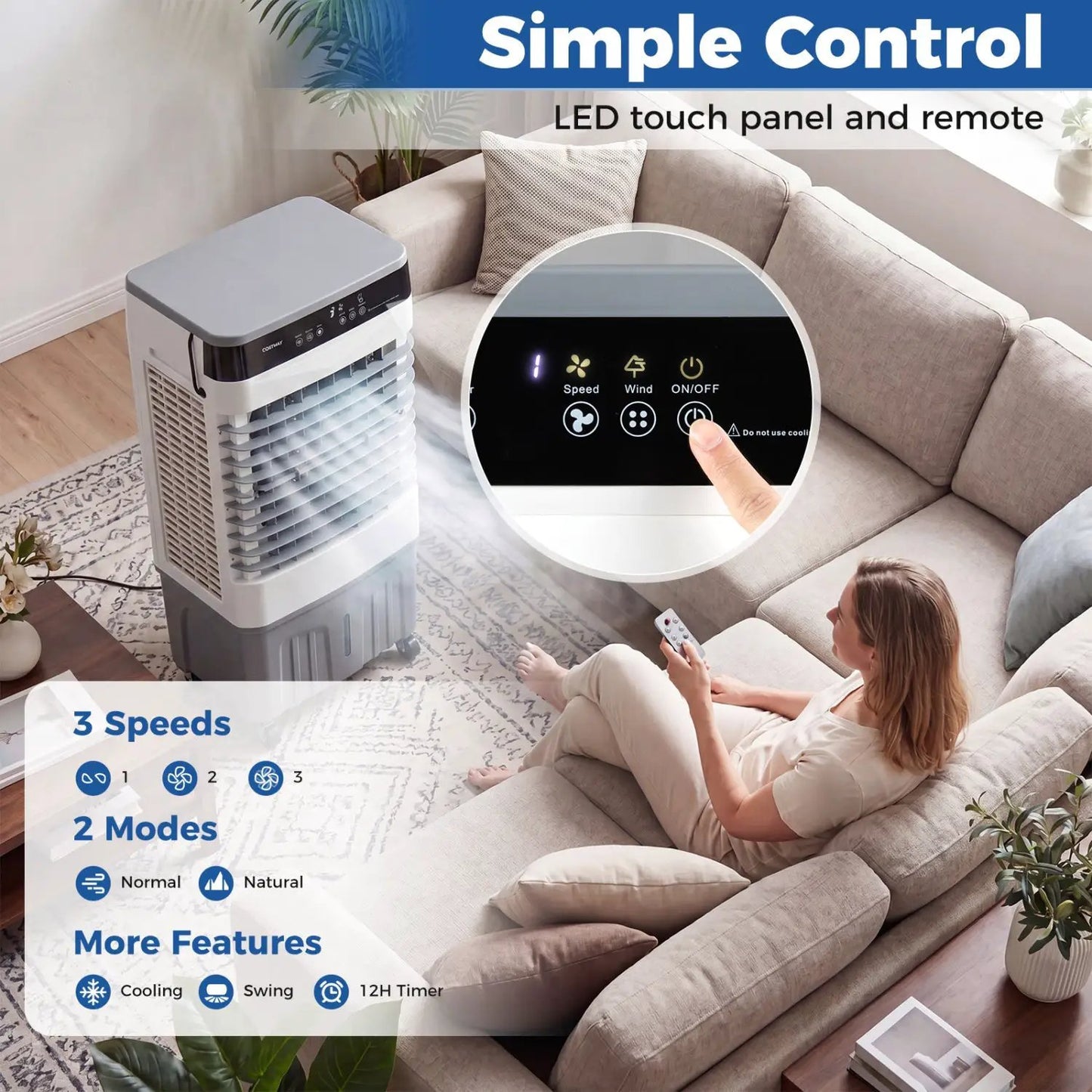 Evaporative Air Cooler 2100 CFM With 5.3 Gal Tank