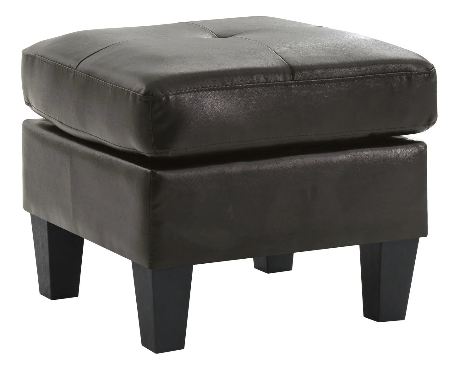Casual Upholstered Ottoman in black faux leather with square legs on Tampa Home & Garden Store