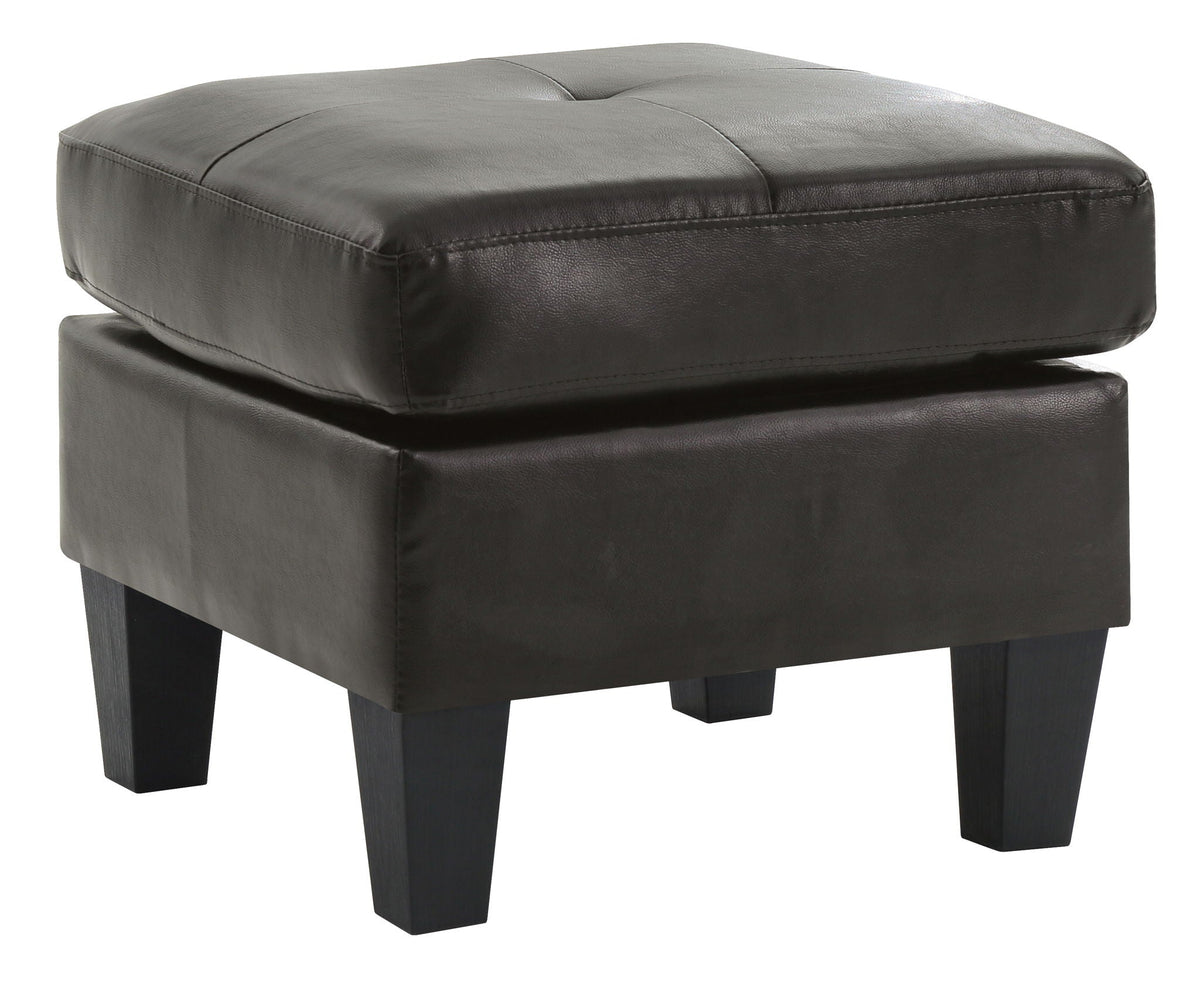 HouseOfZazla black faux leather ottoman with tufted top on Tampa Home & Garden Store
