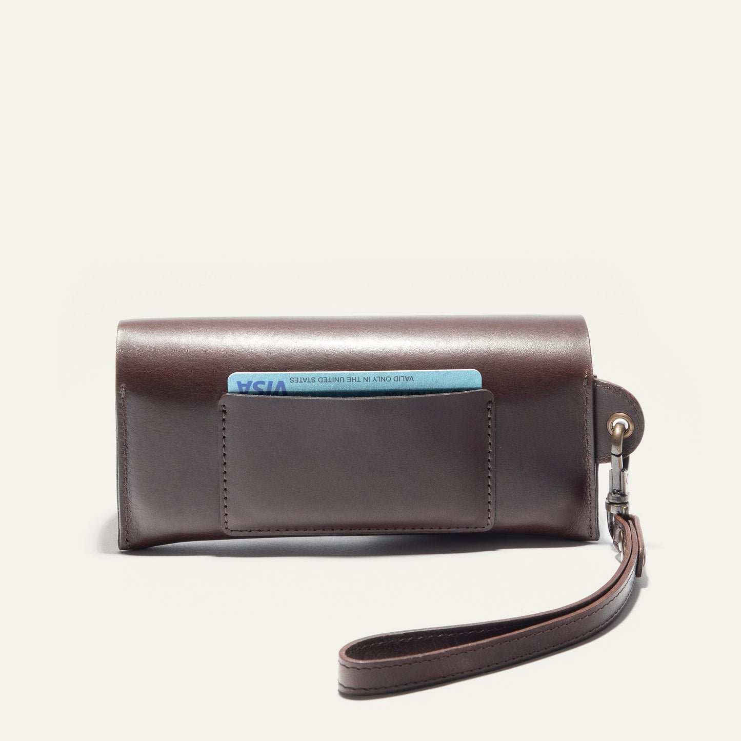 Will Leather Goods brown leather eyeglass case with strap on Tampa Home & Garden Store
