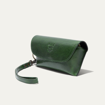 The Eyeglass Case by Will Leather Goods green leather eyewear case with flap on Tampa Home & Garden Store