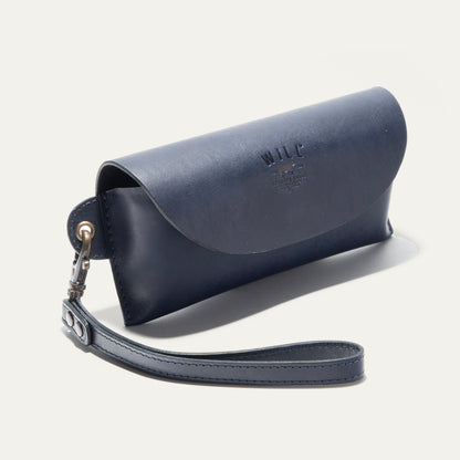 The Eyeglass Case by Will Leather Goods in dark navy leather with detachable strap on Tampa Home & Garden Store