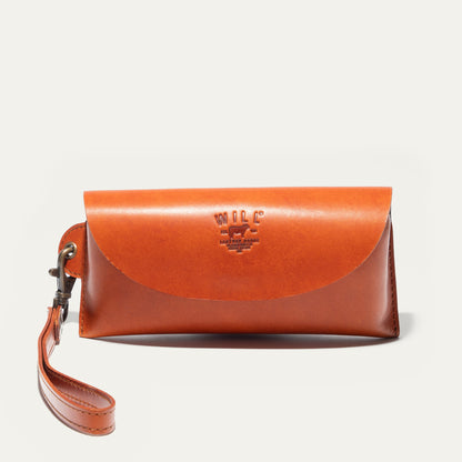 The Eyeglass Case orange leather by Will Leather Goods embossed logo on Tampa Home & Garden Store