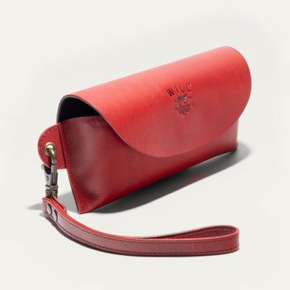 Eyeglass case red leather by Will Leather Goods with strap on Tampa Home & Garden Store