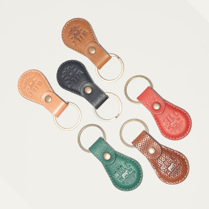 Logo Keychain by Will Leather Goods in assorted leather colors with brass rings on Tampa Home & Garden Store