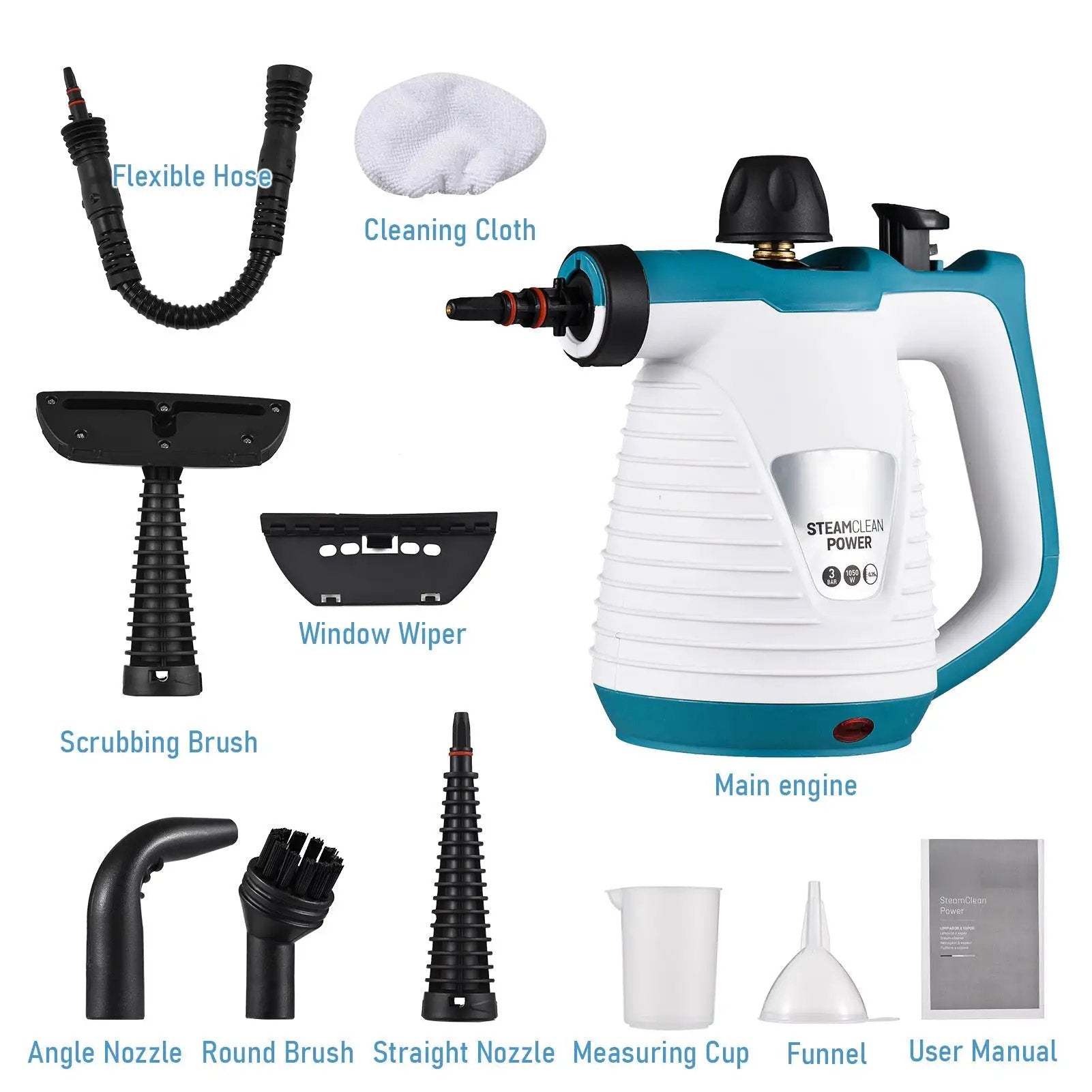 Q388 Steam Cleaner by FLIPSTYLEZLLC with flexible hose and cleaning cloth attachments on Tampa Home & Garden Store