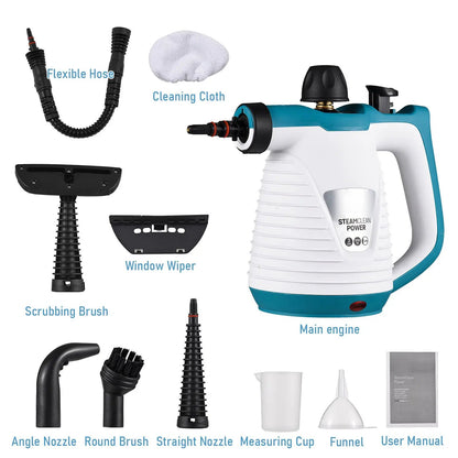 Q388 Steam Cleaner by FLIPSTYLEZLLC with flexible hose and cleaning cloth attachments on Tampa Home & Garden Store