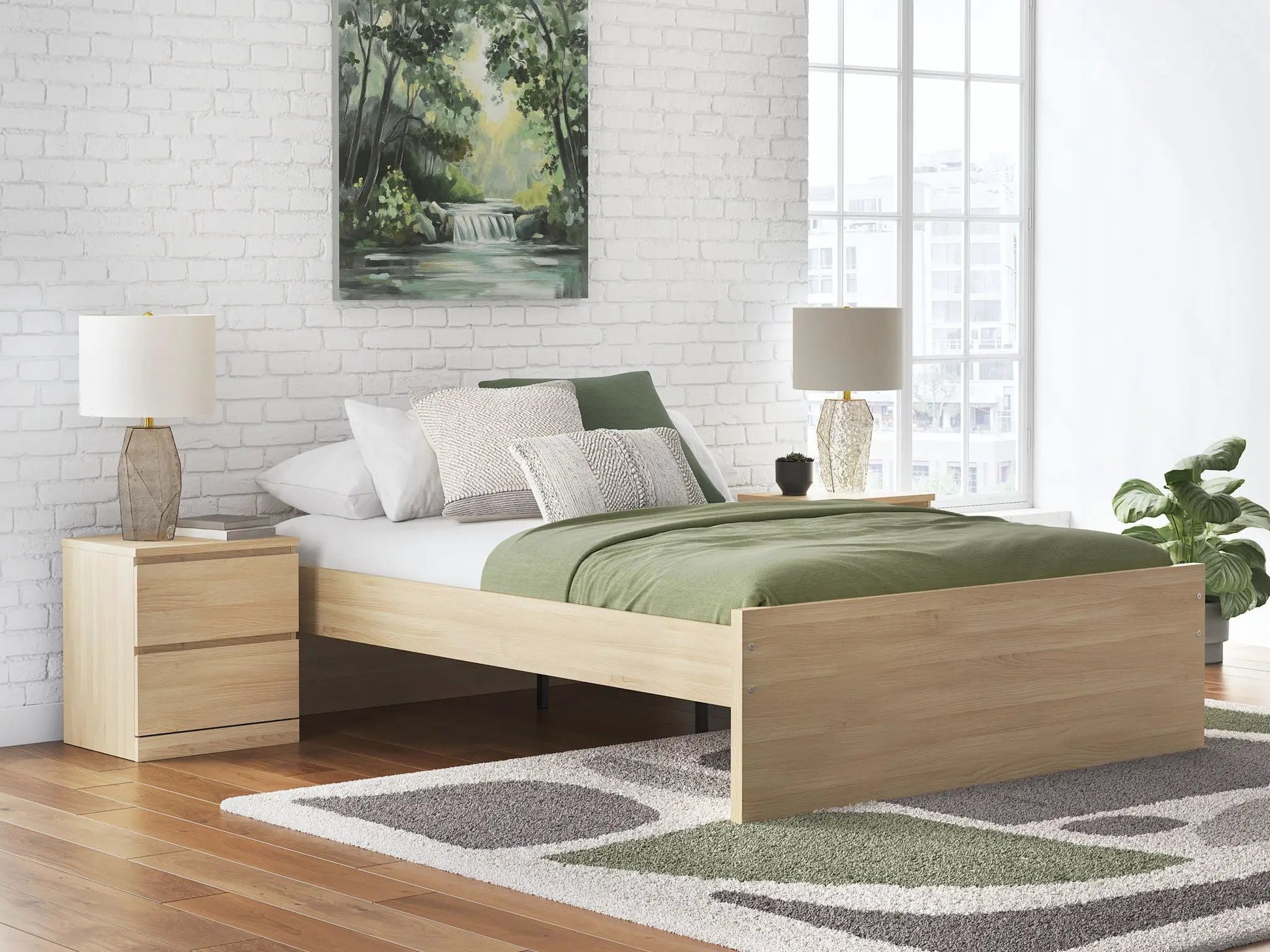 Onita Platform Bed with under-bed storage drawers in light oak by Unique Piece Furniture on Tampa Home & Garden Store