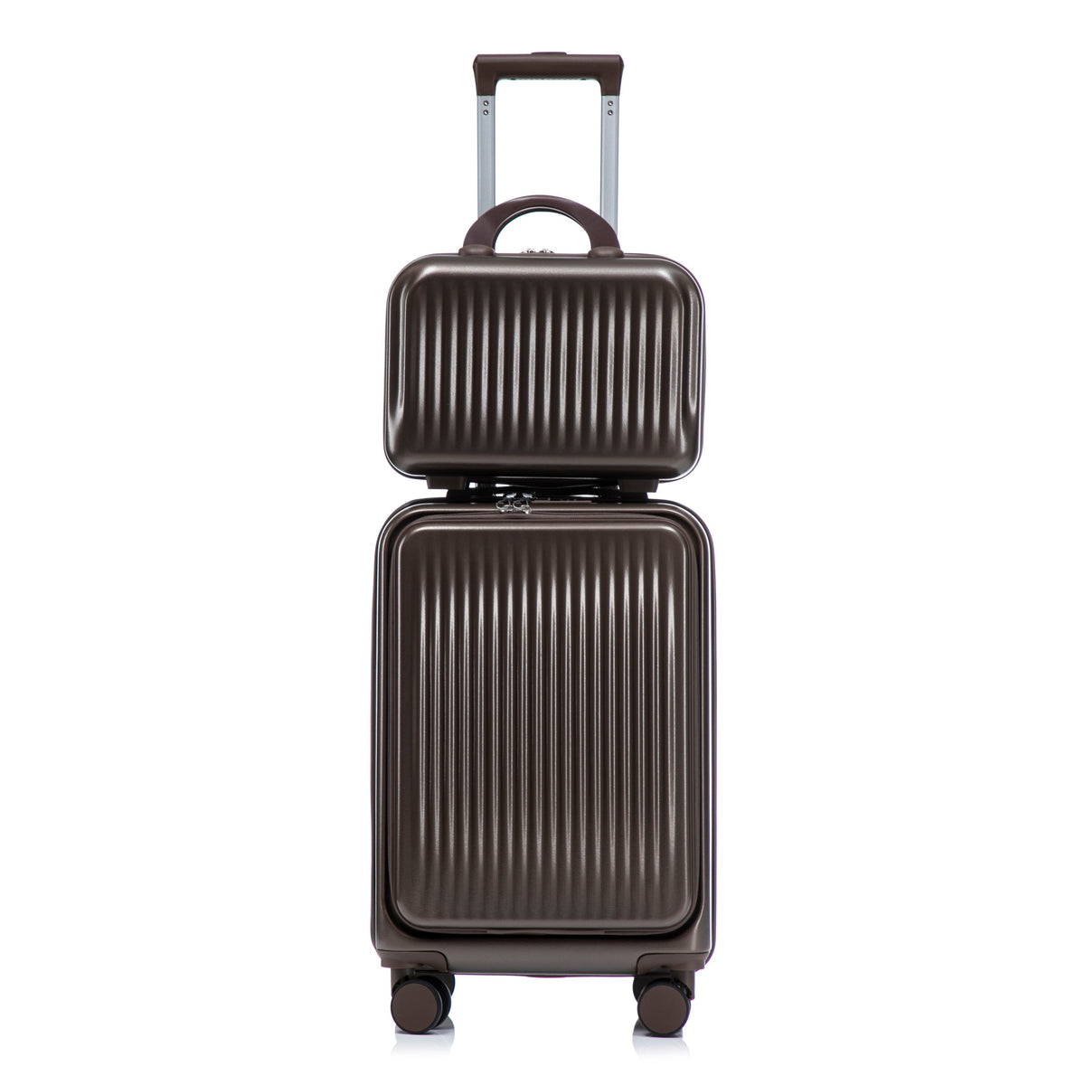 Three-piece brown ABS spinner luggage set with cosmetic case by HouseOfZazla on Tampa Home & Garden Store