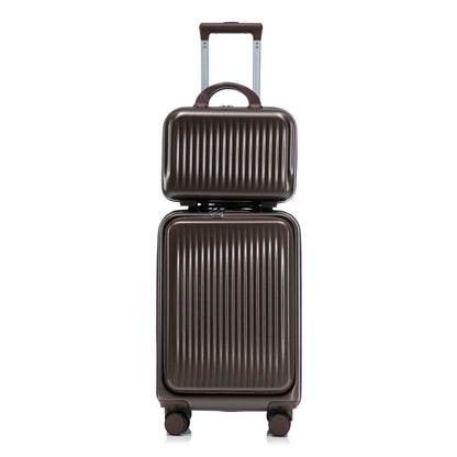 Three-piece brown ABS spinner luggage set with cosmetic case by HouseOfZazla on Tampa Home & Garden Store