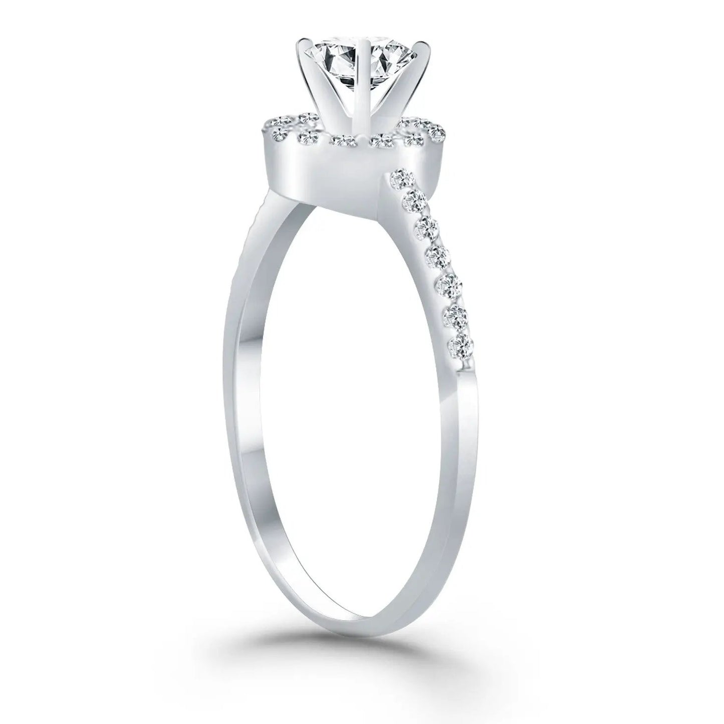 14k white gold diamond halo engagement ring by Bids.com with pave band on Tampa Home & Garden Store